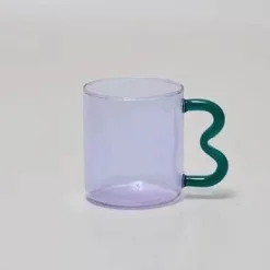 Kaffeebecher aus geriffeltem Glas – bunter, hitzebeständiger Griff