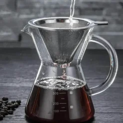 Kaffeekanne aus Glas – 400 ml, hitzebeständig, mit Edelstahlfilter