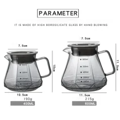 Kaffeekaraffe aus Glas – 600 ml Pour Over Filterkanne