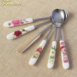 Kaffeelöffel-Set aus Bone China – 6-teiliges Edelstahlbesteck