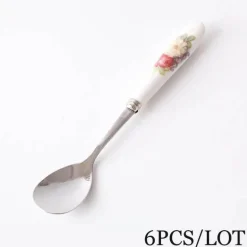 Kaffeelöffel-Set aus Bone China – 6-teiliges Edelstahlbesteck