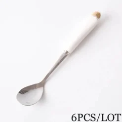 Kaffeelöffel-Set aus Bone China – 6-teiliges Edelstahlbesteck