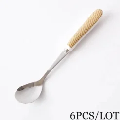 Kaffeelöffel-Set aus Bone China – 6-teiliges Edelstahlbesteck