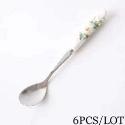 Kaffeelöffel-Set aus Bone China – 6-teiliges Edelstahlbesteck