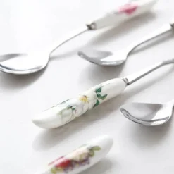 Kaffeelöffel-Set aus Bone China – 6-teiliges Edelstahlbesteck