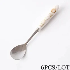 Kaffeelöffel-Set aus Bone China – 6-teiliges Edelstahlbesteck