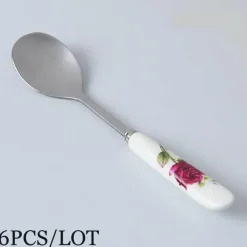 Kaffeelöffel-Set aus Bone China – 6-teiliges Edelstahlbesteck