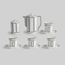 Kaffeeservice aus Keramik im koreanischen 2D-Art-Stil