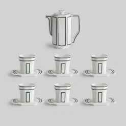 Kaffeeservice aus Keramik im koreanischen 2D-Art-Stil