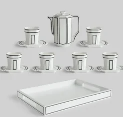 Kaffeeservice aus Keramik im koreanischen 2D-Art-Stil