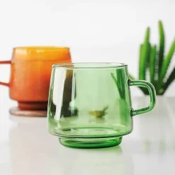 Kaffeetasse aus Borosilikatglas – 350 ml, hitzebeständig, für Tee und Saft.