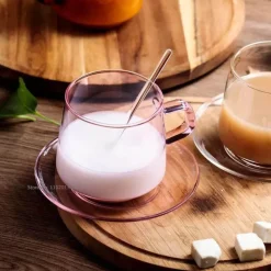 Kaffeetasse aus Borosilikatglas – 350 ml, hitzebeständig, für Tee und Saft.