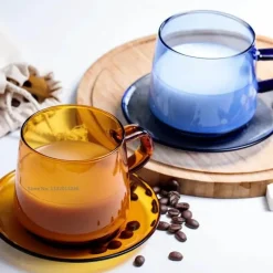 Kaffeetasse aus Borosilikatglas – 350 ml, hitzebeständig, für Tee und Saft.