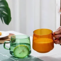 Kaffeetasse aus Borosilikatglas – 350 ml, hitzebeständig, für Tee und Saft.