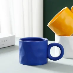 Kaffeetasse aus Keramik – 400 ml, Trinkbecher mit rundem Henkel