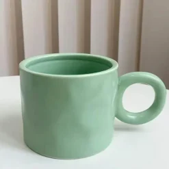 Kaffeetasse aus Keramik – 400 ml, Trinkbecher mit rundem Henkel