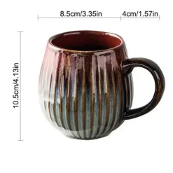 Kaffeetasse aus Keramik mit Farbverlaufsglasur – Retro-Tasse im japanischen Stil, 480 ml