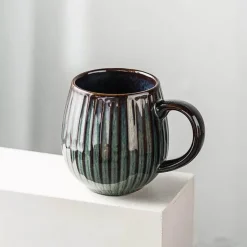 Kaffeetasse aus Keramik mit Farbverlaufsglasur – Retro-Tasse im japanischen Stil, 480 ml