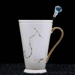 Kaffeetassen mit Sternzeichen - Keramik-Set in Weißgold