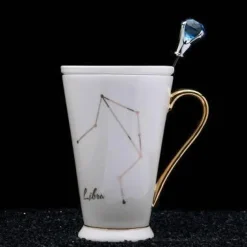 Kaffeetassen mit Sternzeichen - Keramik-Set in Weißgold