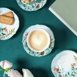 Kaffeetassen- und Untertassenset aus Keramik mit Tiermuster – 200 ml