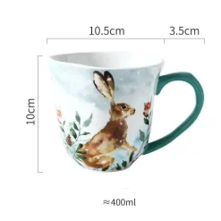 Kaffeetassen- und Untertassenset aus Keramik mit Tiermuster – 200 ml