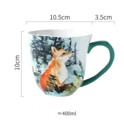 Kaffeetassen- und Untertassenset aus Keramik mit Tiermuster – 200 ml