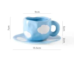 Kaffeetassen-Set aus Keramik – mikrowellengeeignet, Blumenmuster, mit Untertasse