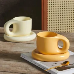 Kaffeetassen-Set aus Keramik – 400 ml mit Untertasse