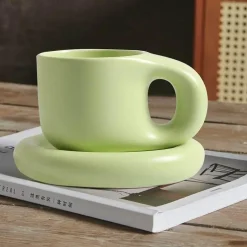 Kaffeetassen-Set aus Keramik – 400 ml mit Untertasse