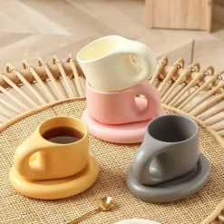 Kaffeetassen-Set aus Keramik – 400 ml mit Untertasse