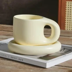 Kaffeetassen-Set aus Keramik – 400 ml mit Untertasse