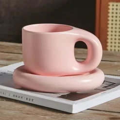 Kaffeetassen-Set aus Keramik – 400 ml mit Untertasse