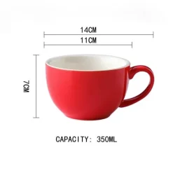 Kaffeetassen-Set aus Keramik – 350 ml Tassen mit Untertassen, 2er-Set