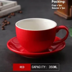 Kaffeetassen-Set aus Keramik – 350 ml Tassen mit Untertassen, 2er-Set