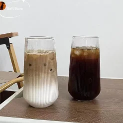Kaffeetassen-Set aus klarem Glas, 6 Stück – hitzebeständiges vertikales Design für alle Getränke