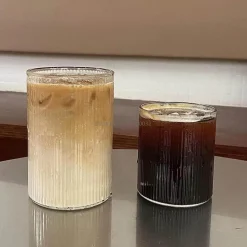 Kaffeetassen-Set aus klarem Glas, 6 Stück – hitzebeständiges vertikales Design für alle Getränke