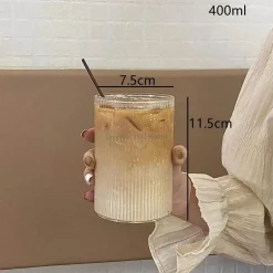 Kaffeetassen-Set aus klarem Glas, 6 Stück – hitzebeständiges vertikales Design für alle Getränke