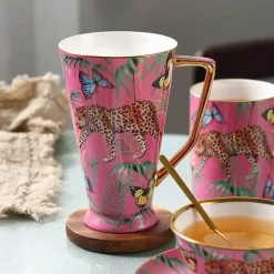 Kaffeetassen-Set mit Dschungeltieren – Teetassen aus Knochenporzellan fürs Büro
