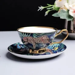 Kaffeetassen-Set mit Dschungeltieren – Teetassen aus Knochenporzellan fürs Büro
