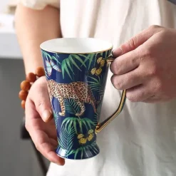 Kaffeetassen-Set mit Dschungeltieren – Teetassen aus Knochenporzellan fürs Büro