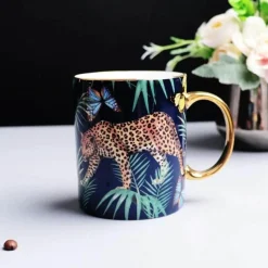 Kaffeetassen-Set mit Dschungeltieren – Teetassen aus Knochenporzellan fürs Büro
