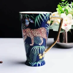 Kaffeetassen-Set mit Dschungeltieren – Teetassen aus Knochenporzellan fürs Büro