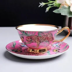 Kaffeetassen-Set mit Dschungeltieren – Teetassen aus Knochenporzellan fürs Büro