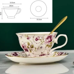 Kaffeetassen-Untertassen-Set „British Flower“ – Elegante 200-ml-Teetasse