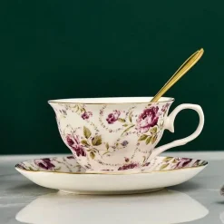 Kaffeetassen-Untertassen-Set „British Flower“ – Elegante 200-ml-Teetasse