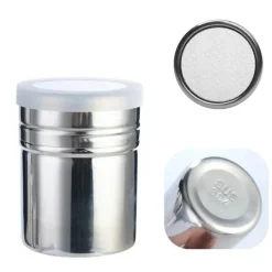 Kakaopulverstreuer - Kaffeegewürzstreuer aus Edelstahl mit Deckel