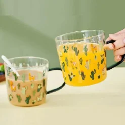 Kaktusglas-Tee-/Milchbecher – Kaffeebecher mit Skala