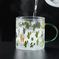 Kaktusglas-Tee-/Milchbecher – Kaffeebecher mit Skala
