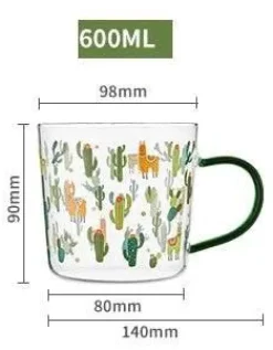 Kaktusglas-Tee-/Milchbecher – Kaffeebecher mit Skala